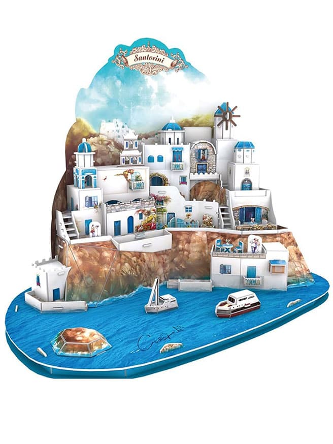 Cubic Fun Santorini Adası Yunanistan 3D Puzzle (129 Parça)